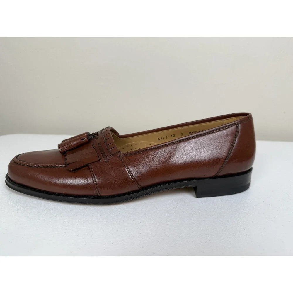 Magnanni‎ Mens Loafers Tassel Brown Leather Dress Shoes Size 12B Made in Spain